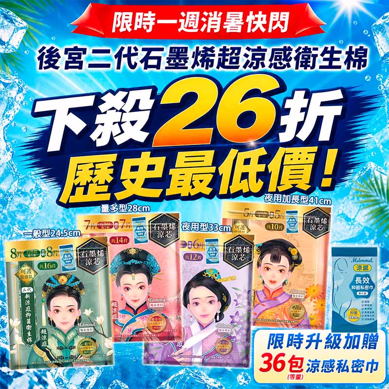 Mdmmd 限時一週！石墨烯衛生棉下殺26折！歷史最低價！再享免運費！ 